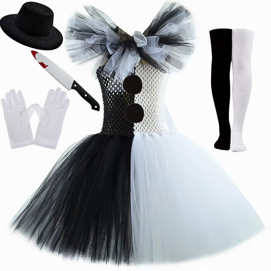 Girls' Clown Costume Tutu Dress for Halloween Party 0