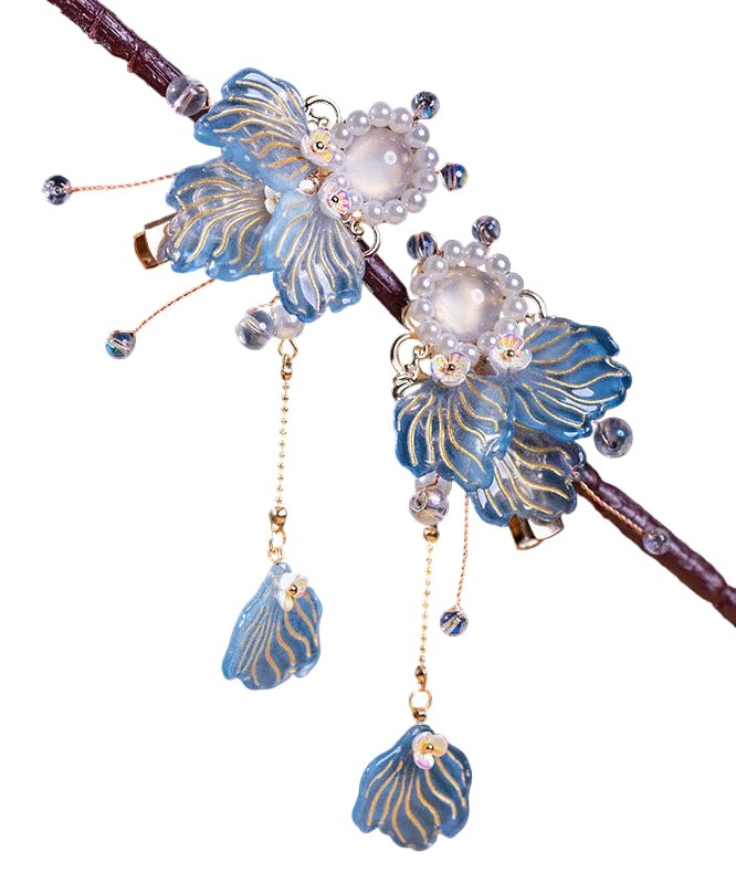 Girls' Hairpin Set Goldfish Design Blue Glaze 0