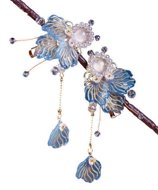 Girls' Hairpin Set Goldfish Design Blue Glaze 0