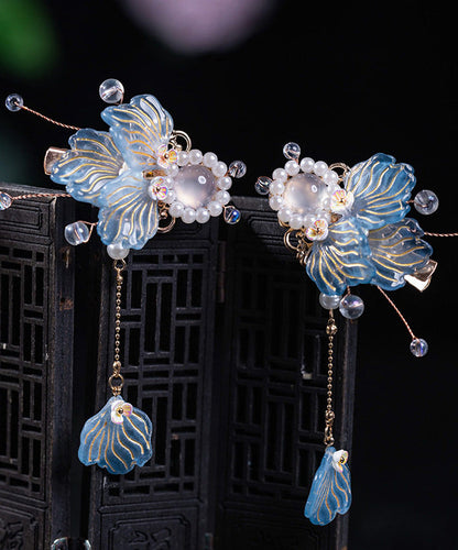 Girls' Hairpin Set Goldfish Design Blue Glaze 1