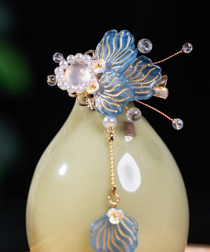 Girls' Hairpin Set Goldfish Design Blue Glaze 2