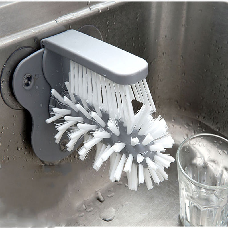 Glass cleaner with double-sided brush