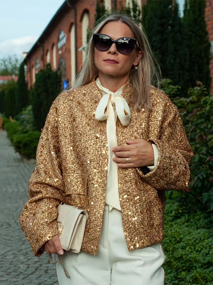 Gold Loose Women's Casual Jacket