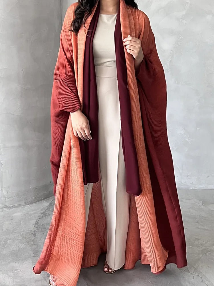 Gradient pleated trench coat for women