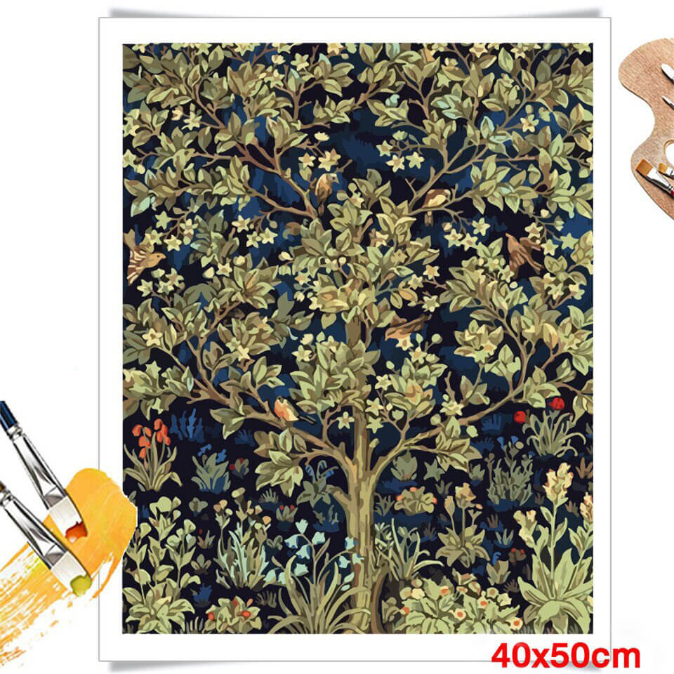 Green tree paint-by-numbers kit