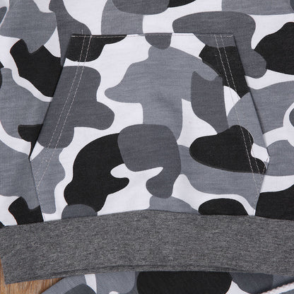 Grey Camouflage Hoodie and Trousers Set
