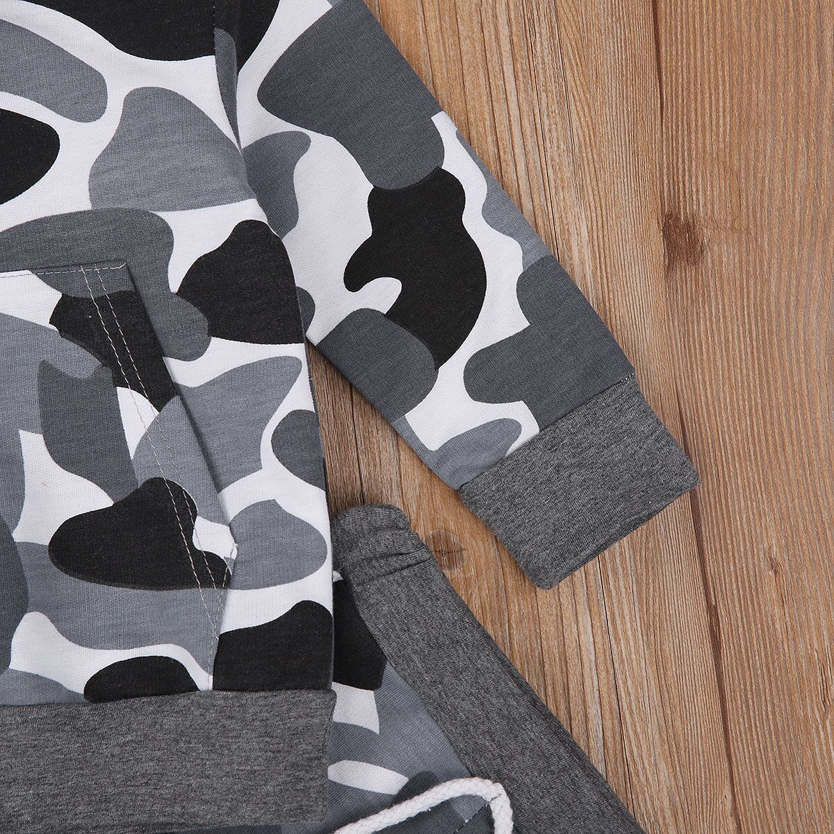 Grey Camouflage Hoodie and Trousers Set