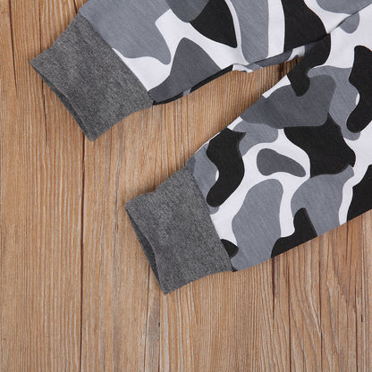 Grey Camouflage Hoodie and Trousers Set