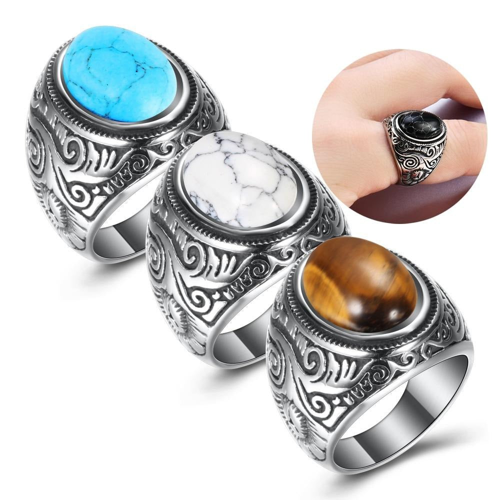 Mannen Vintage Turquoise Stone Ring