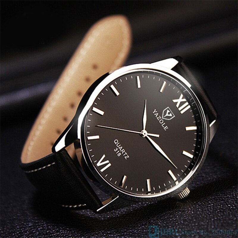 Men's Leather Style Bracelet Wristwatch
