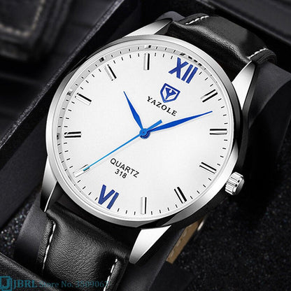 Men's Leather Style Bracelet Wristwatch