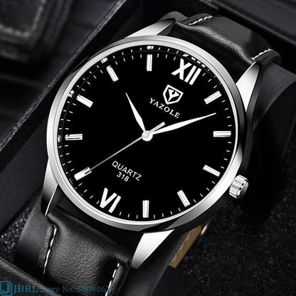 Men's Leather Style Bracelet Wristwatch