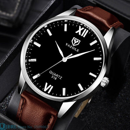 Men's Leather Style Bracelet Wristwatch