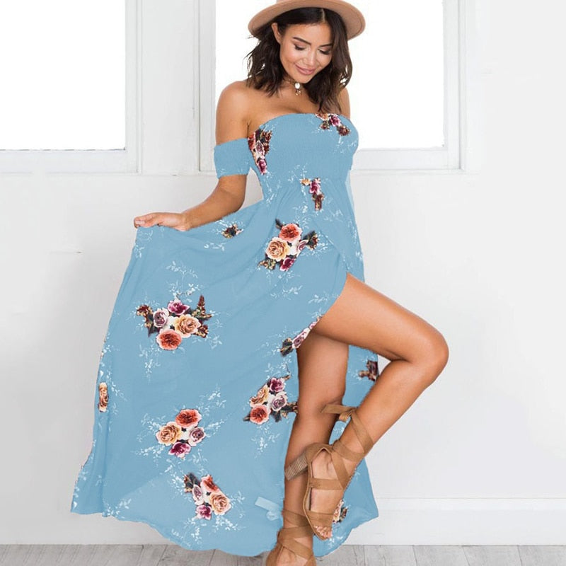 Bloemenprint Off-The-Shoulder Wrap Maxi Dress