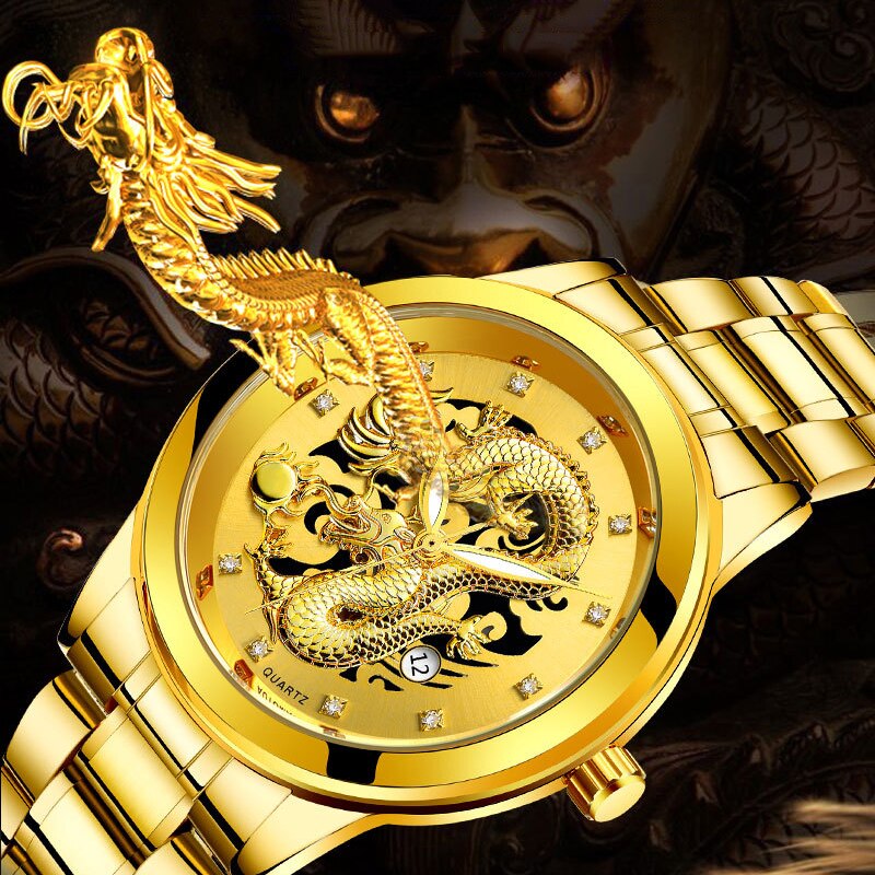 Ultrathin Golden Dragon Watch