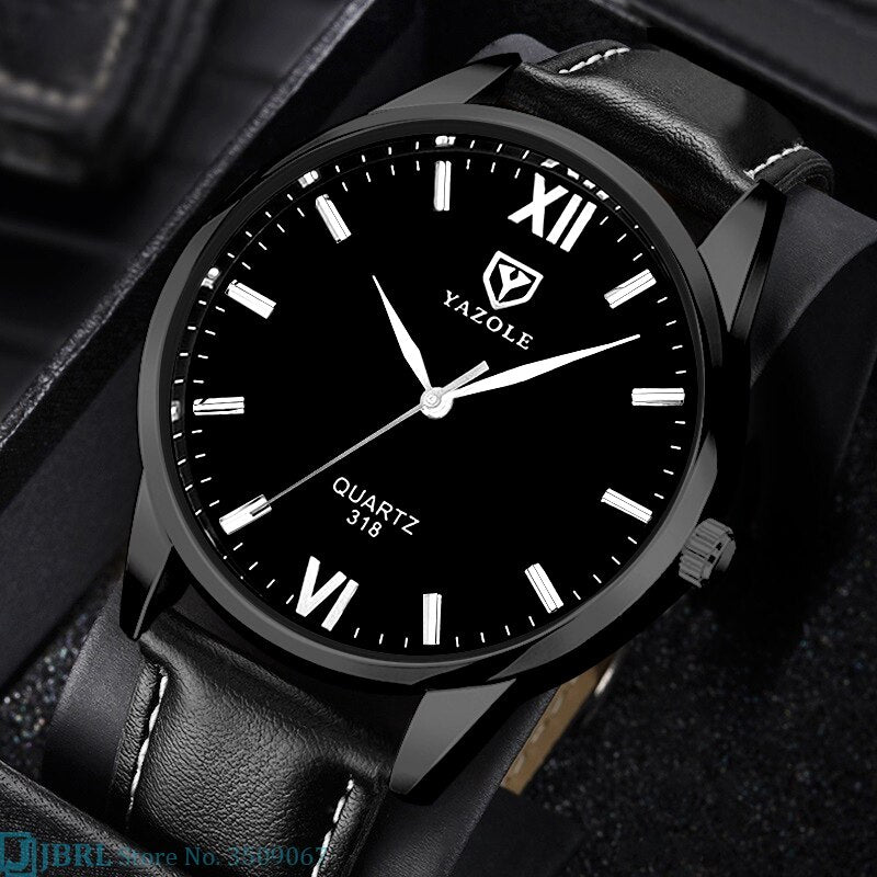Men's Leather Style Bracelet Wristwatch