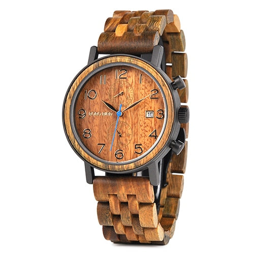 Men's watch in wood and steel
