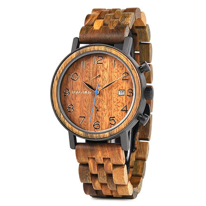 Men's watch in wood and steel