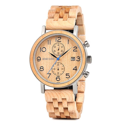 Men's watch in wood and steel