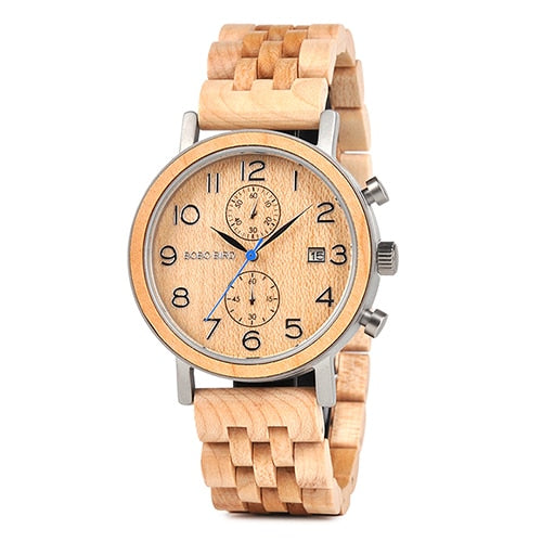 Men's watch in wood and steel