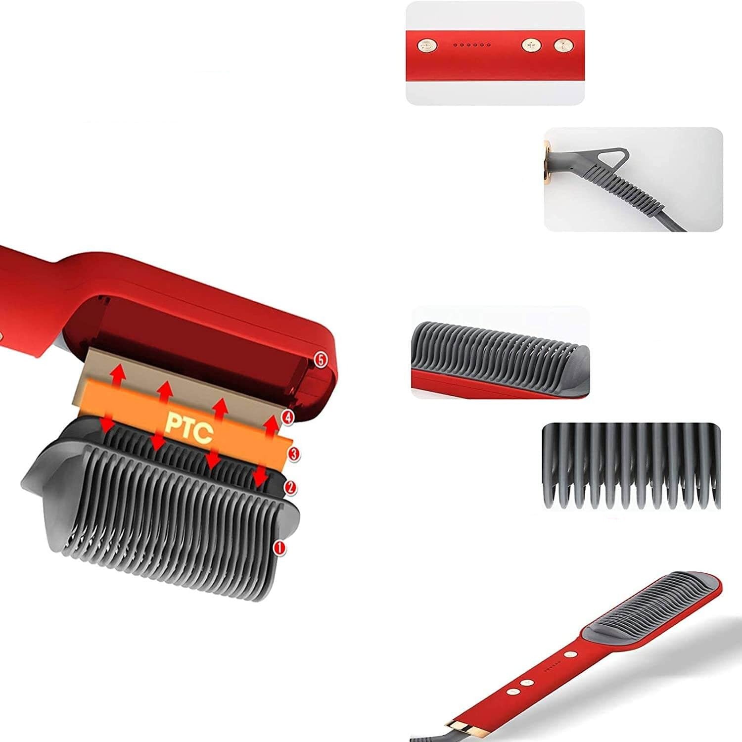 Hair straightener Brush Heated Comb