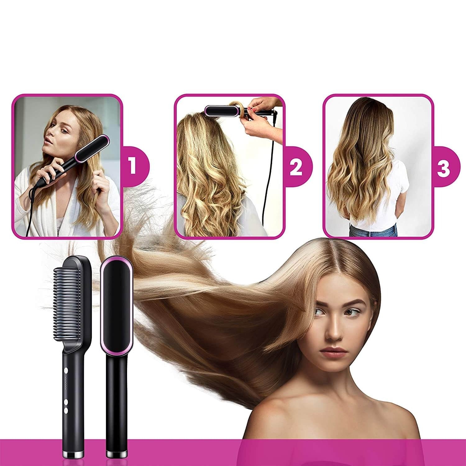 Hair straightener Brush Heated Comb
