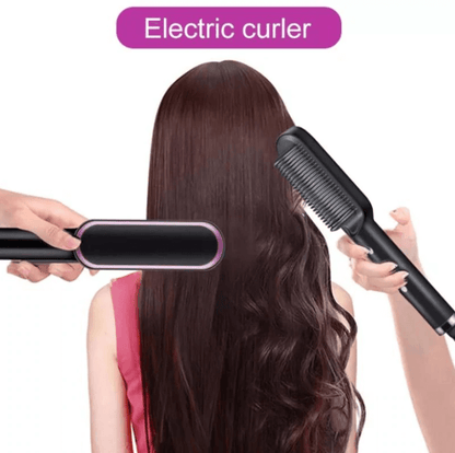 Hair straightener brush