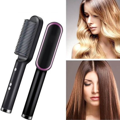 Hair straightener brush