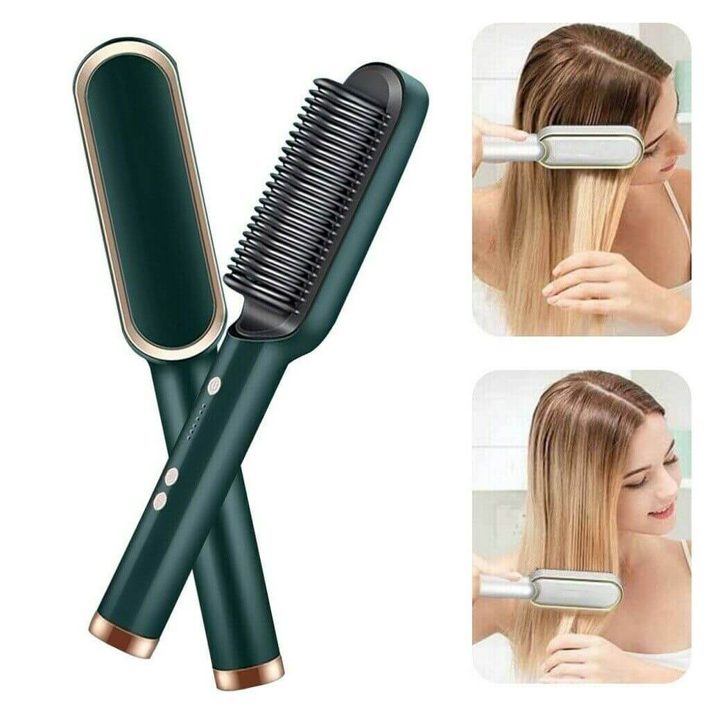 Hair straightener brush