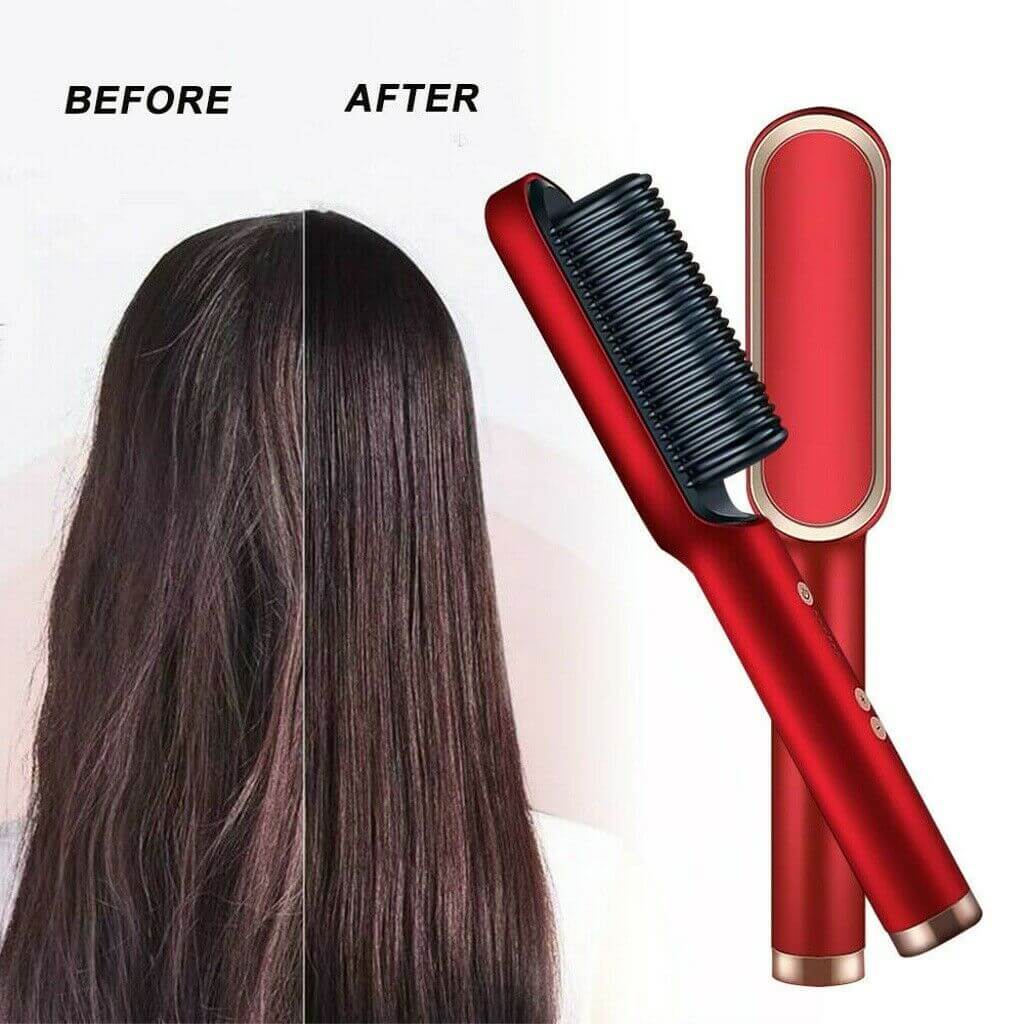 Hair straightener brush
