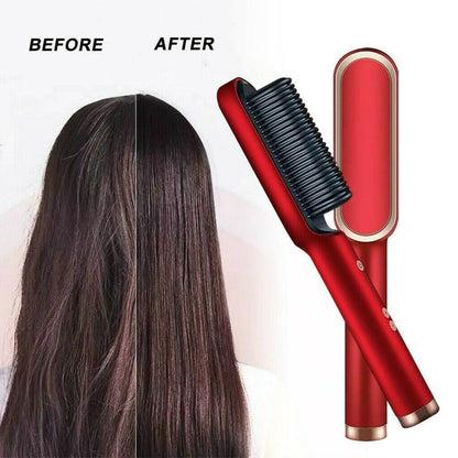 Hair straightener brush