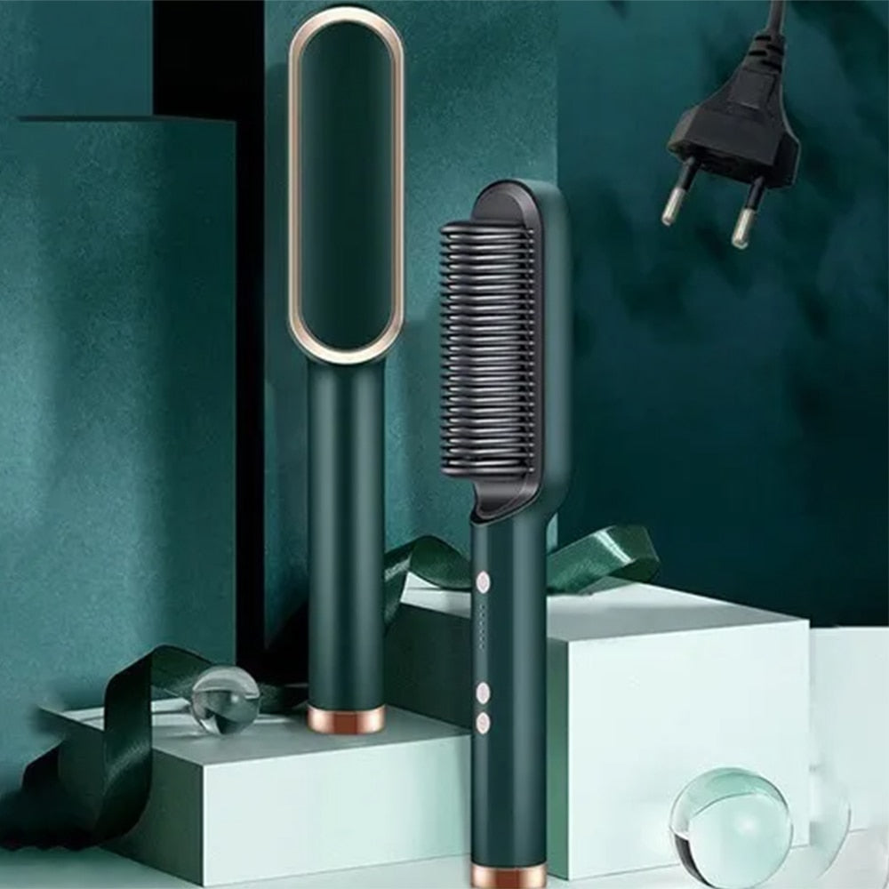 Hair straightener brush