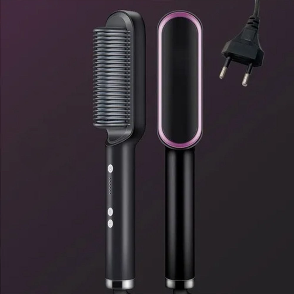 Hair straightener brush