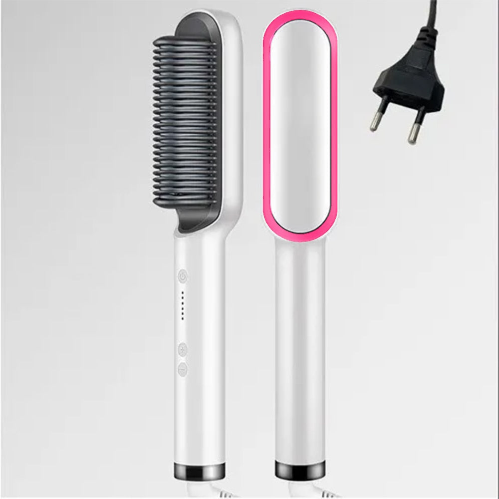 Hair straightener brush