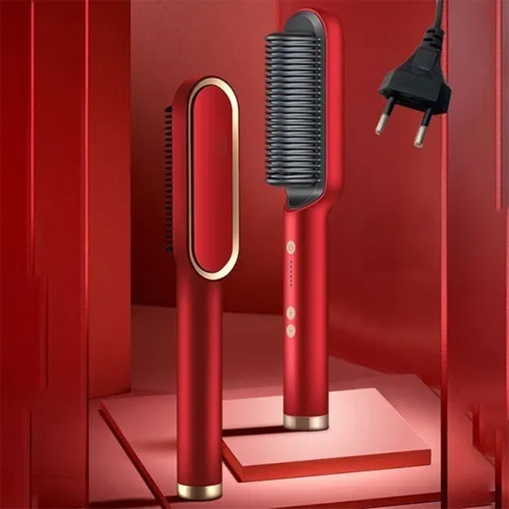 Hair straightener brush