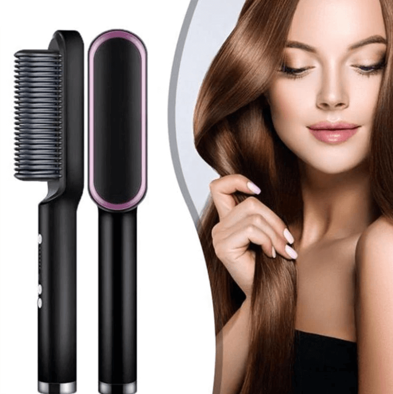 Hair straightener brush