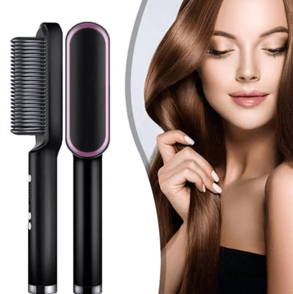 Hair straightener brush