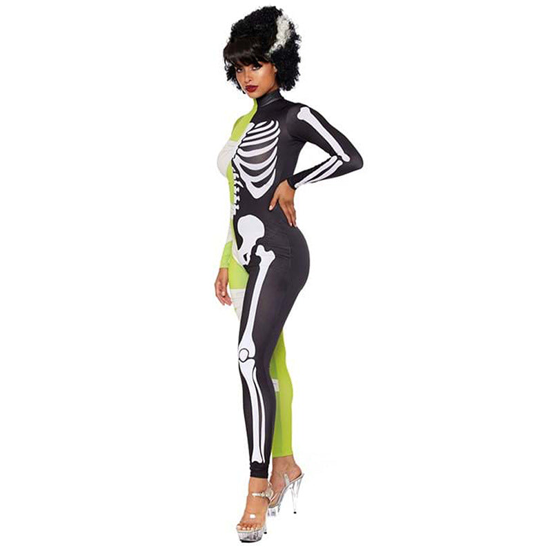 Halloween Costume for Women Half Mumie Half Skelett