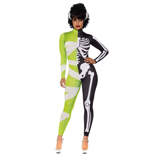 Halloween Costume for Women Half Mumie Half Skelett