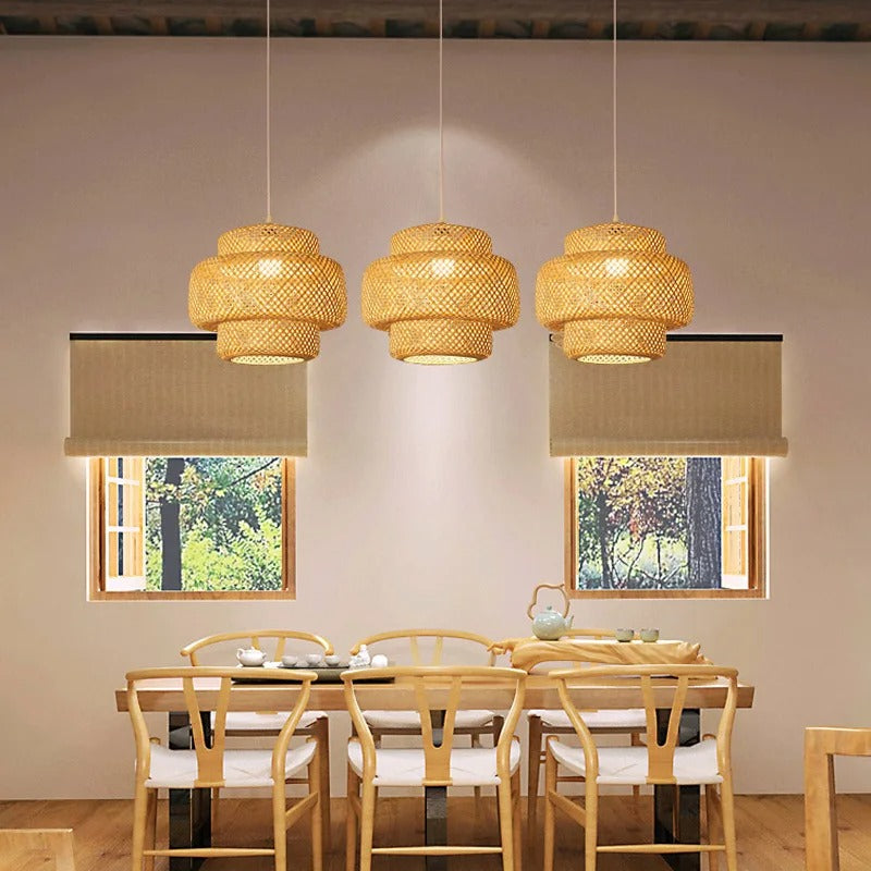 Hand-knitted Bamboo Pendant Lamp