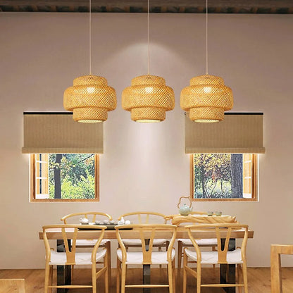 Hand-knitted Bamboo Pendant Lamp