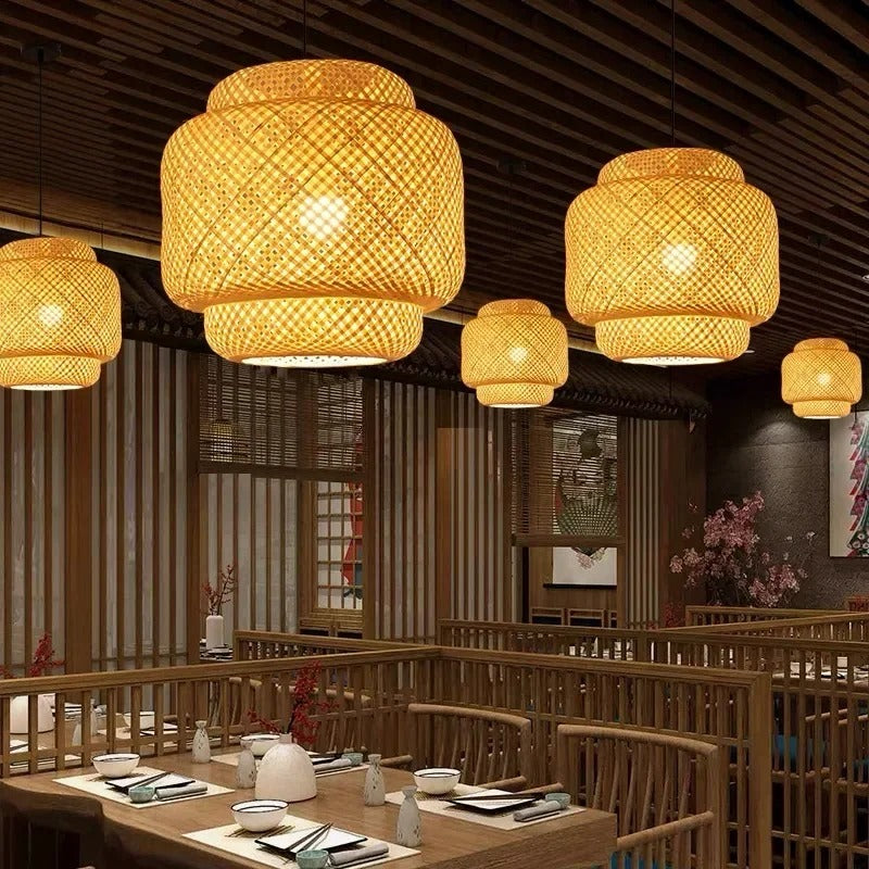 Hand-knitted Bamboo Pendant Lamp