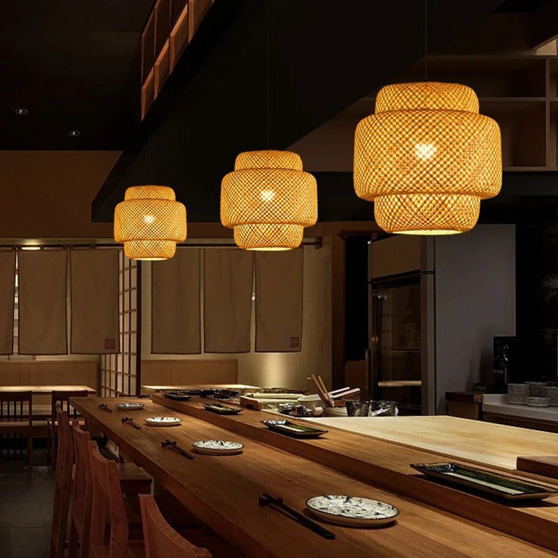 Hand-knitted Bamboo Pendant Lamp