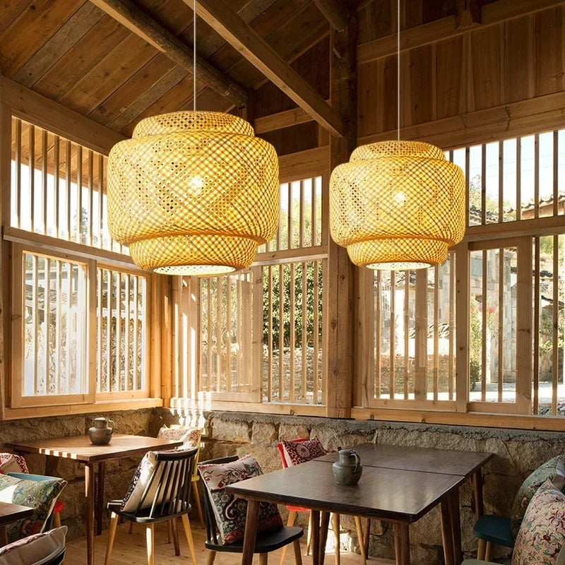 Hand-knitted Bamboo Pendant Lamp