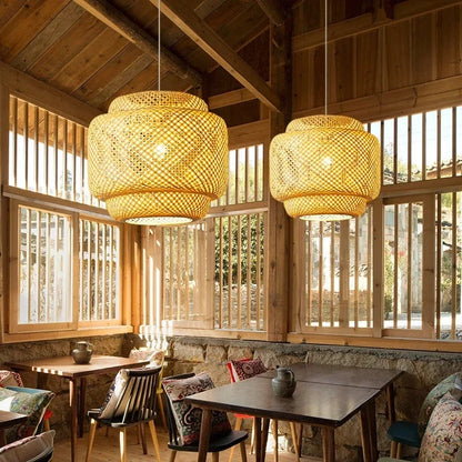 Hand-knitted Bamboo Pendant Lamp