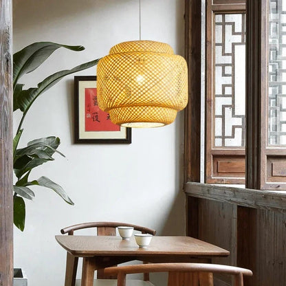 Hand-knitted Bamboo Pendant Lamp