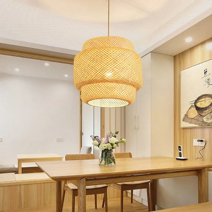 Hand-knitted Bamboo Pendant Lamp