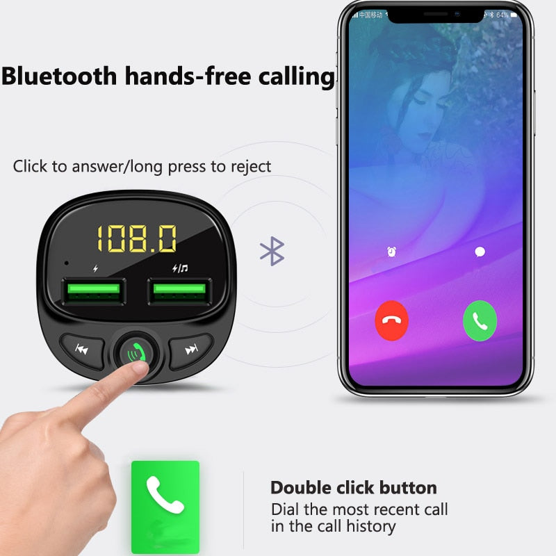 Hands-free Bluetooth car FM transmitter