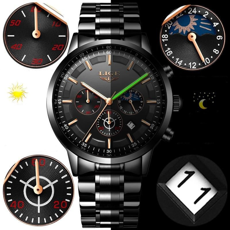 Military Black Steel Watch