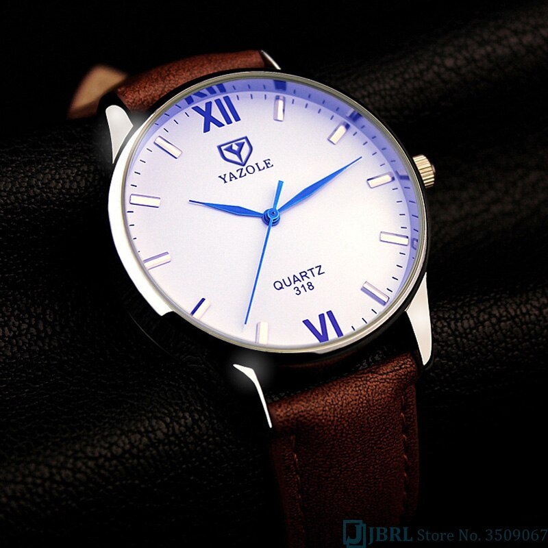 Men's Leather Style Bracelet Wristwatch